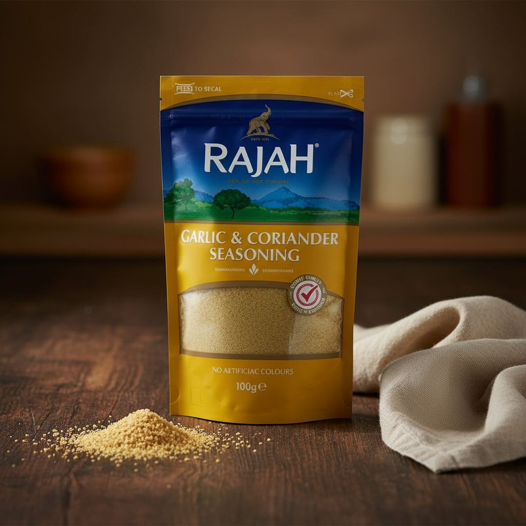 cb5e0044-c243-4808-8cc1-d1278e7cbc4c Rajah Garlic And Coriander 100g - Image 1